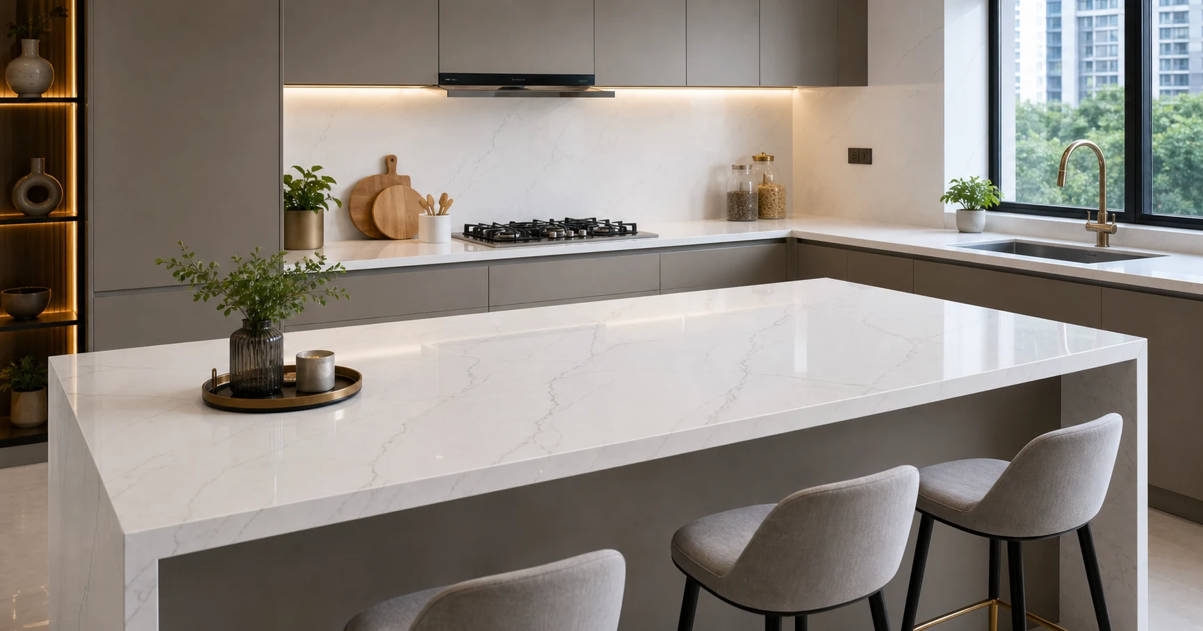 Quartz Countertops in Hyderabad for Modern Indian Kitchens reference image